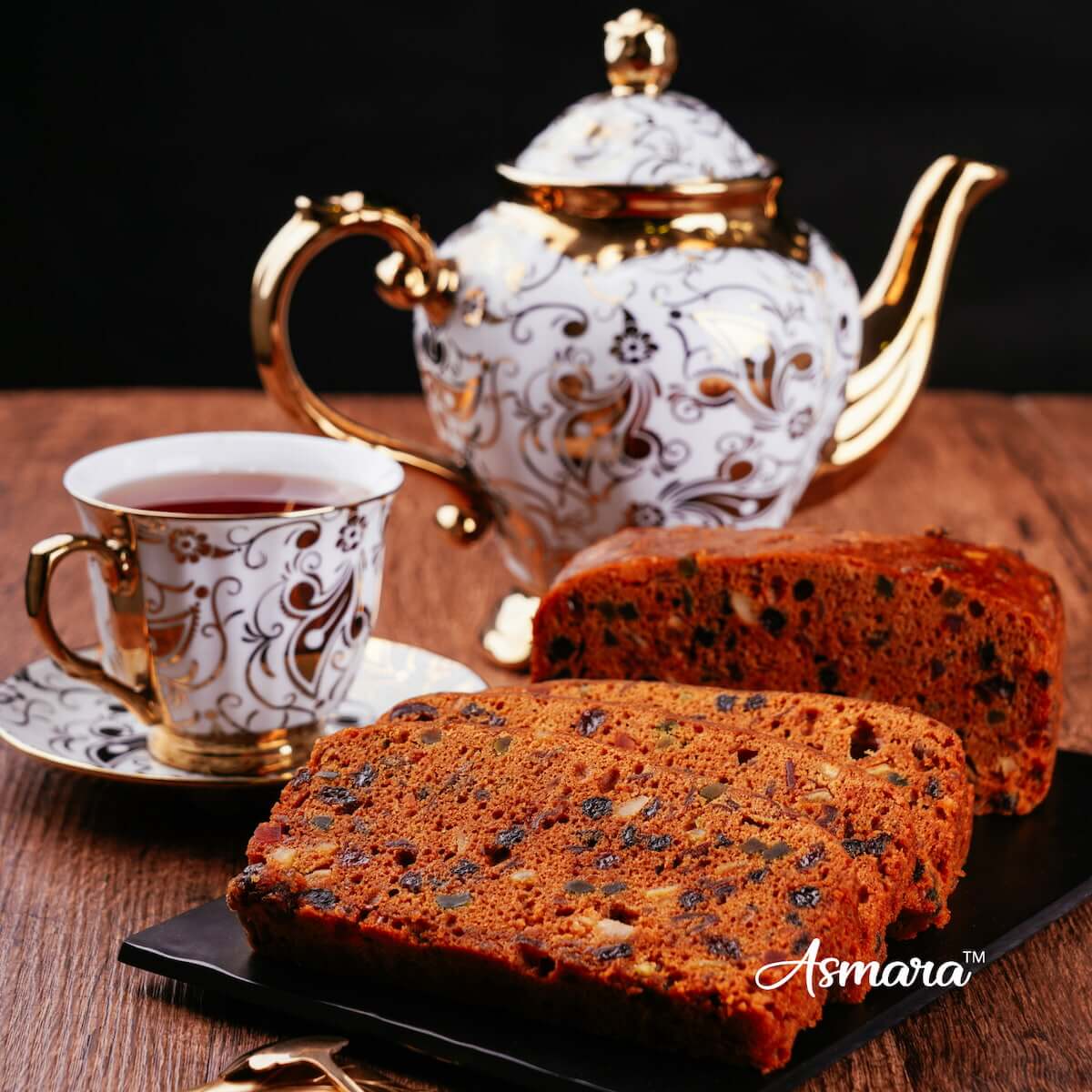 Kek Buah Kukus Asmara – premium steamed fruit cake, rich, buttery and moist